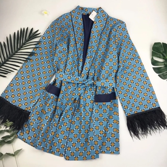Blue printed kimono jacket - Picture 12 of 13